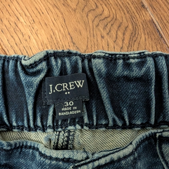 EUC J. Crew Utility Denim Jogger Pants Ladies Size 30 Elastic & Button Zip Waist - Picture 2 of 11